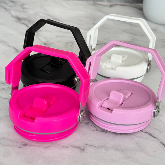 Flip Top Lid for 40oz Stanley Quenchers with removeable Handle, pink, cream, blue