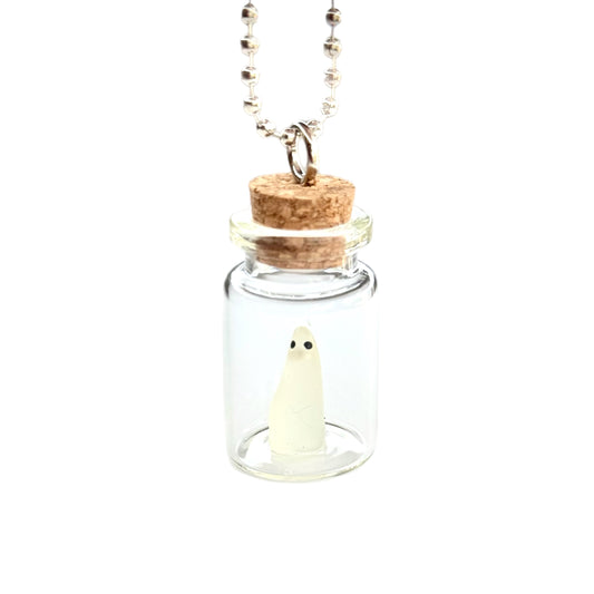 Glowing Ghost in a Bottle Charm - Tumbler Handle Charm
