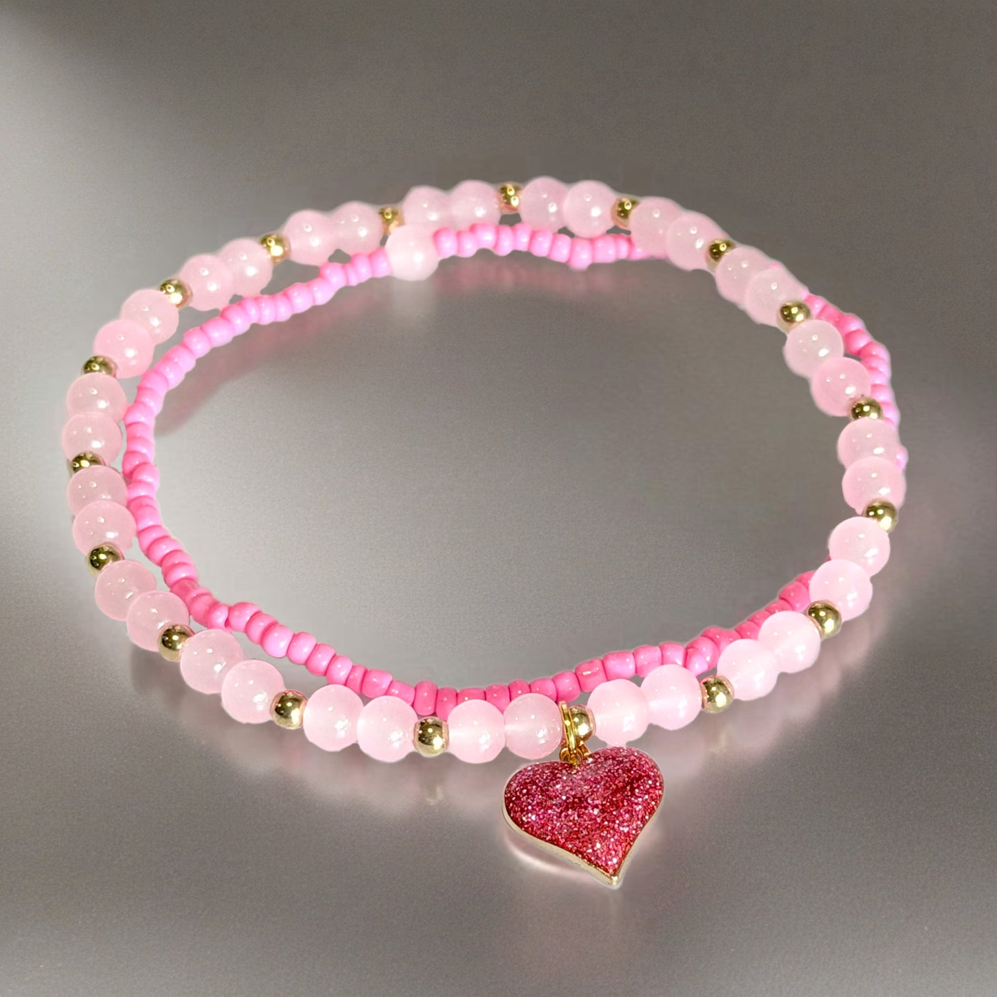 Pink Heart Tumbler Bracelet