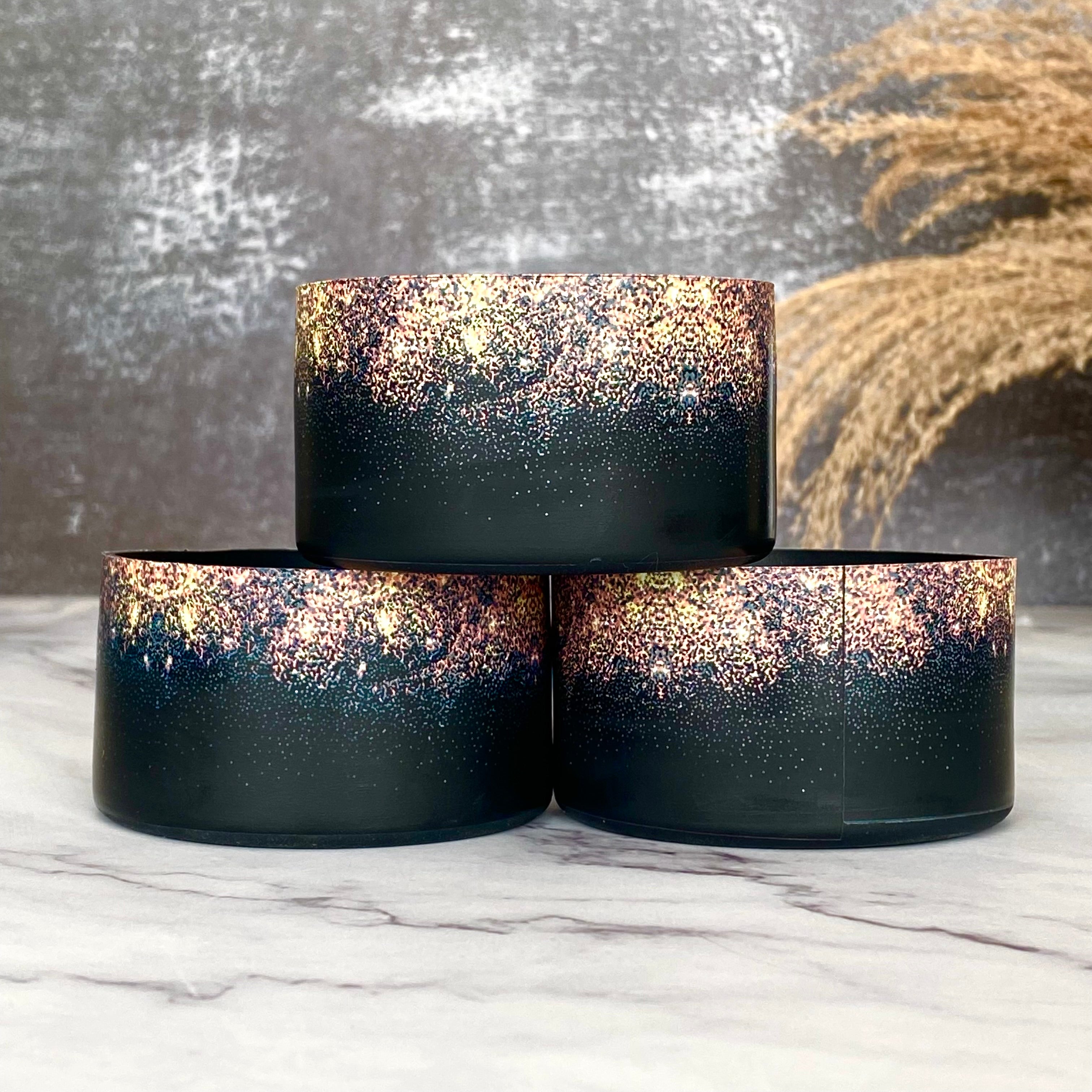 Saints Black Gold Ombre Glitter tumbler