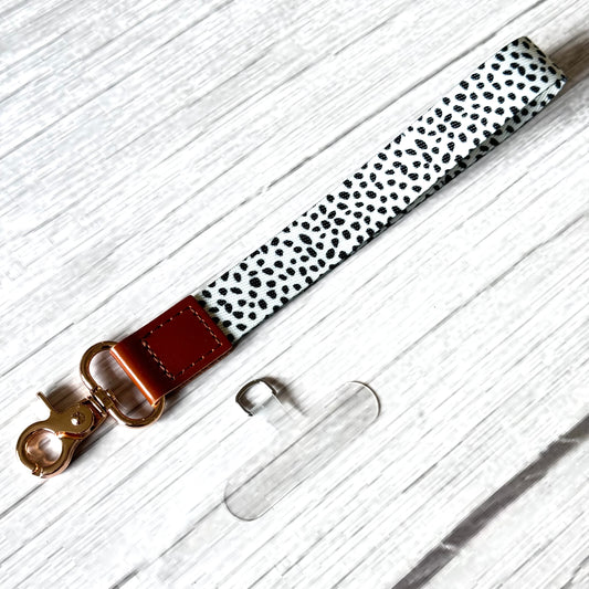 Phone Wrist Strap Keychain with Tether Tab - BLACK DOTS