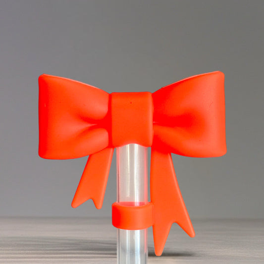 Neon Orange 3D Bow Straw Topper
