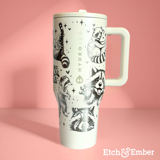 Cream Custom Engraved Hydrojug 40 oz - In My Feral Era