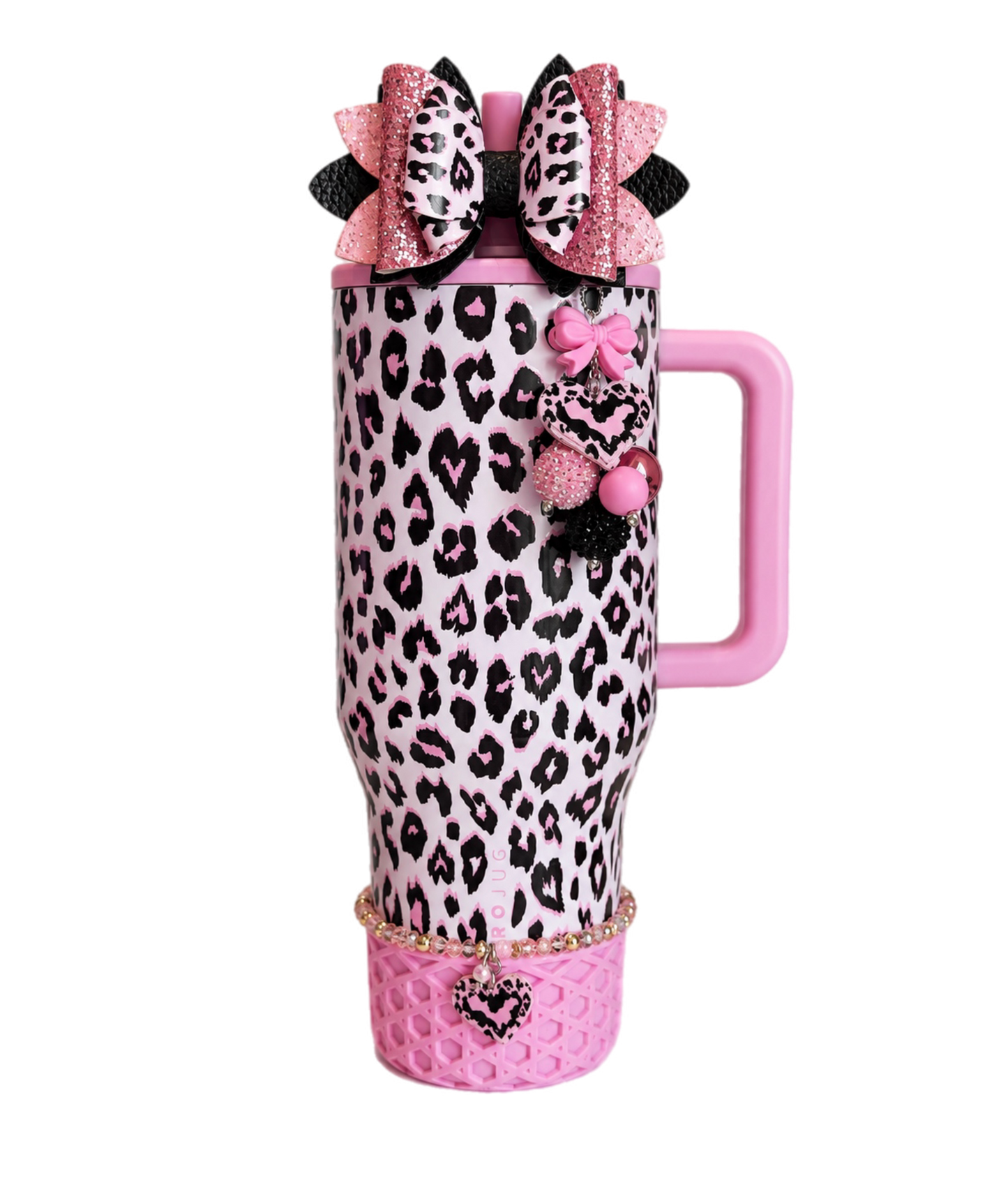 Pink Leopard Mini Bauble Charm - Tumbler Handle Charm