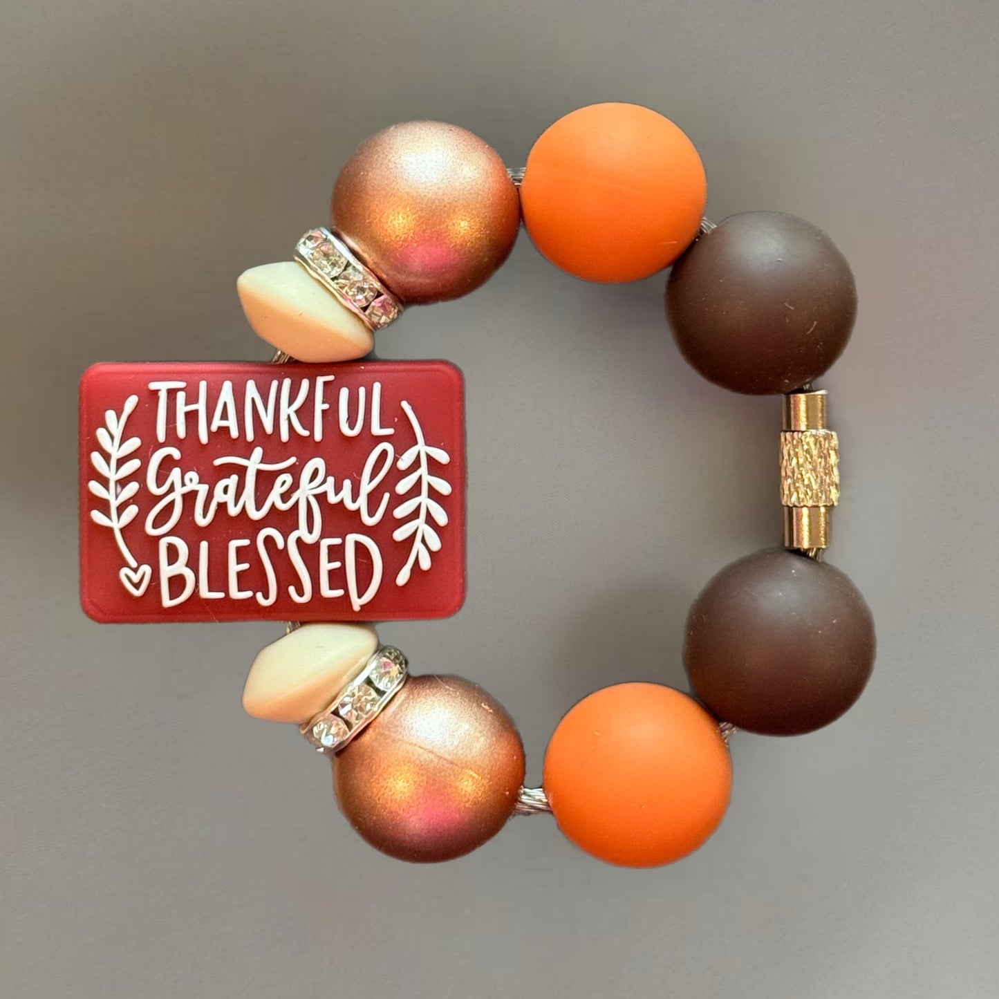 Thankful Grateful Blessed Bracelet Charm - Tumbler Handle Charm