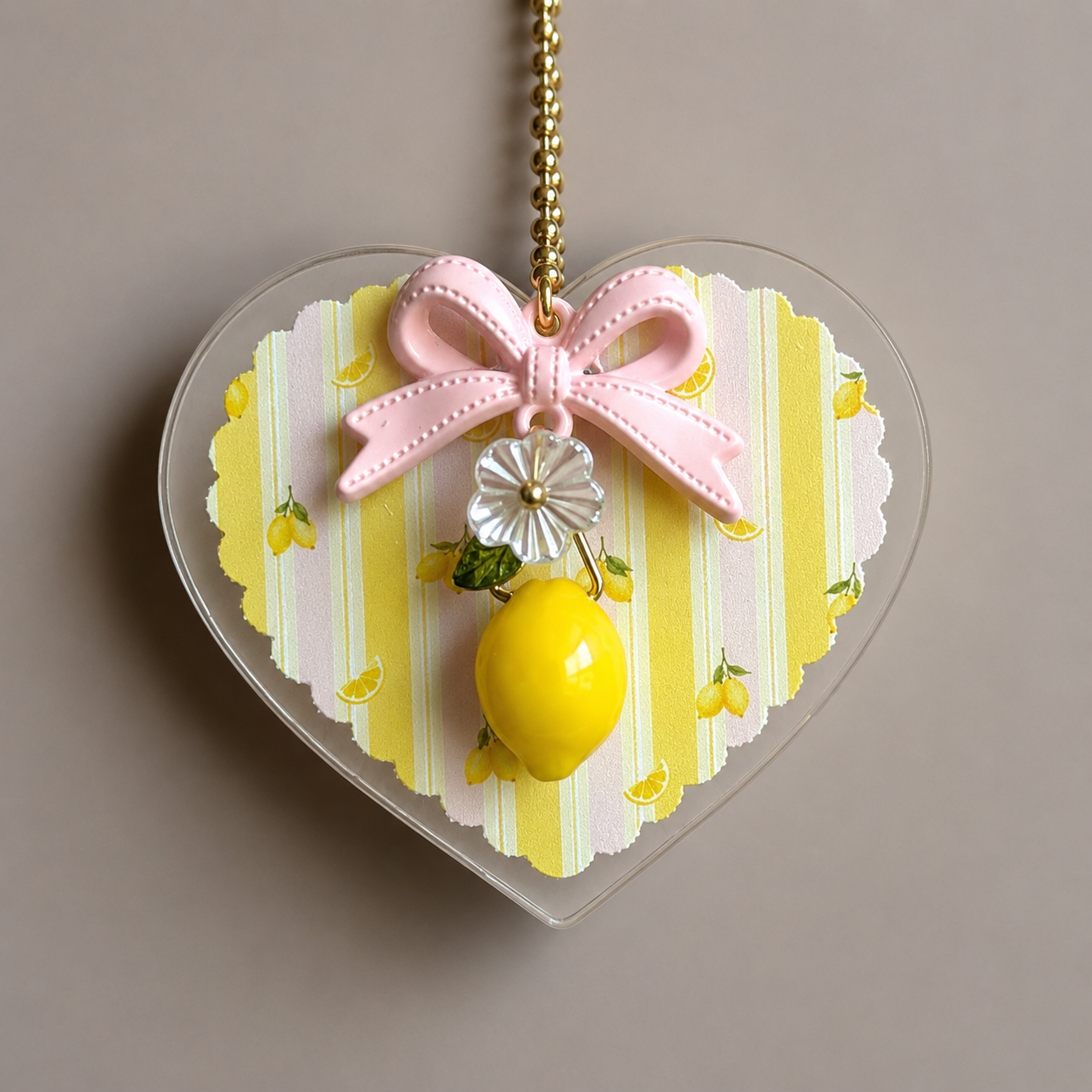 Pink Lemonade Heart Charm - Tumbler Handle Charm