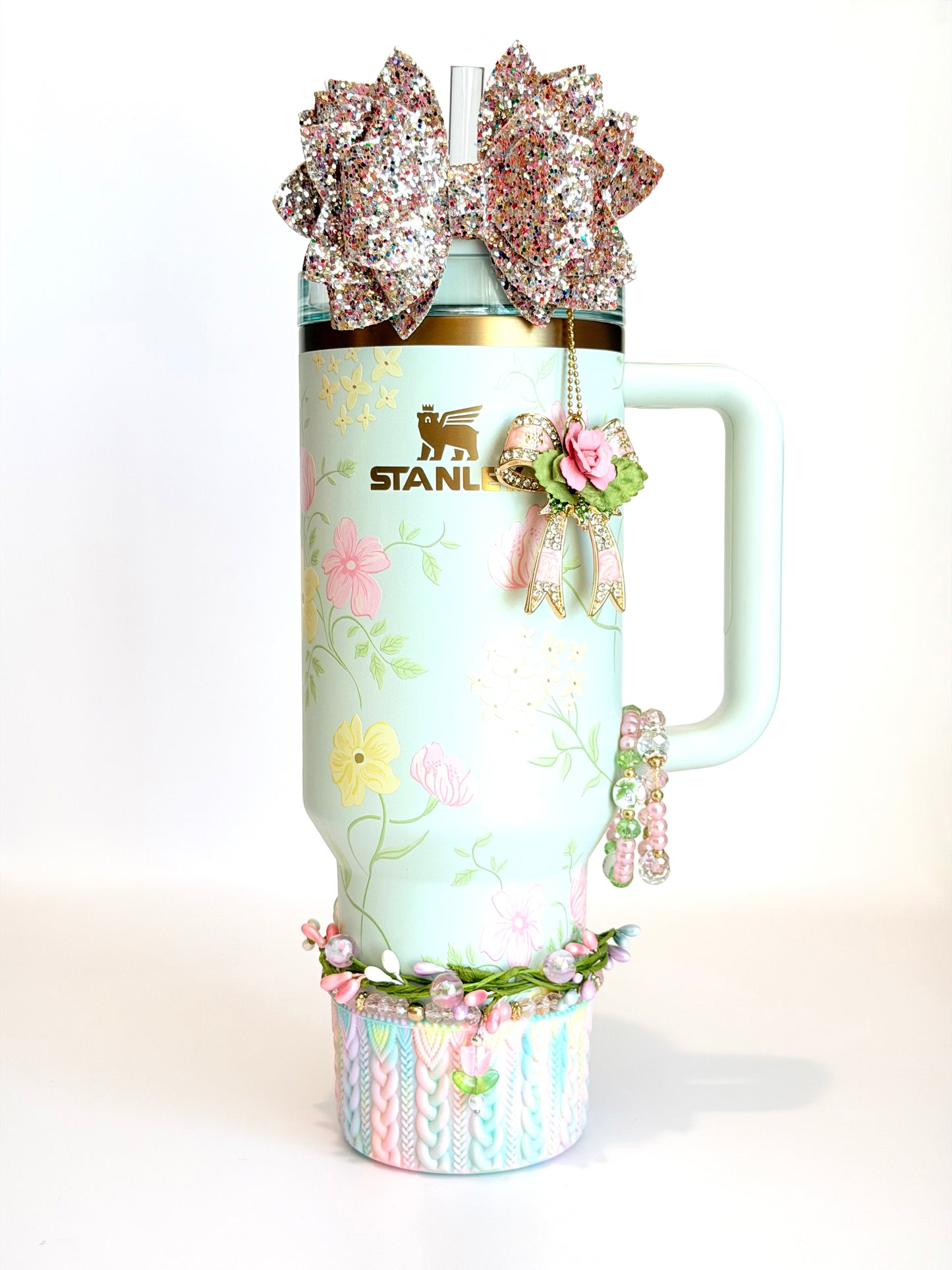 Pink Floral Coquette Deluxe Charm - Tumbler Handle Charm