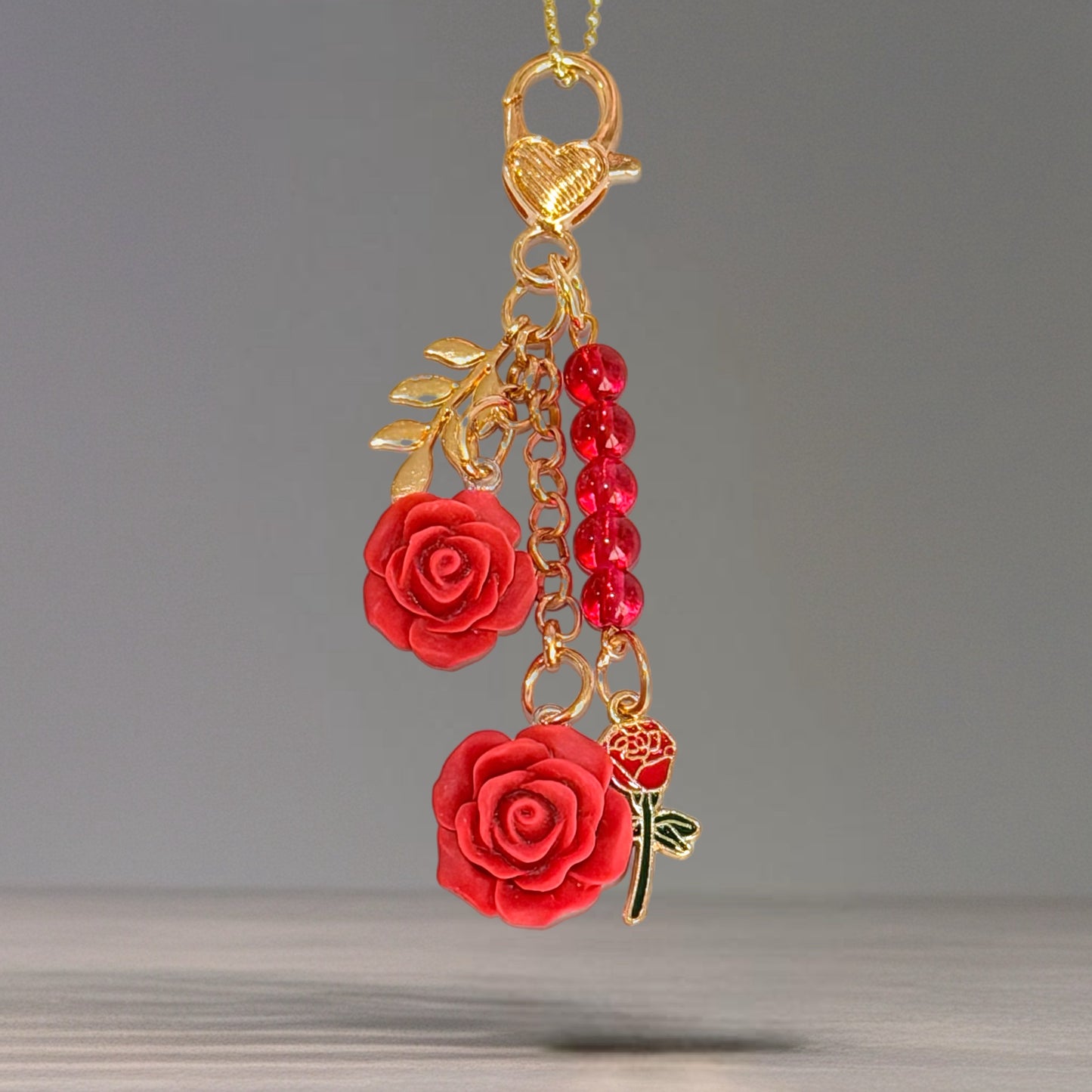 Red Roses in Bloom Charm - Tumbler Handle Charm