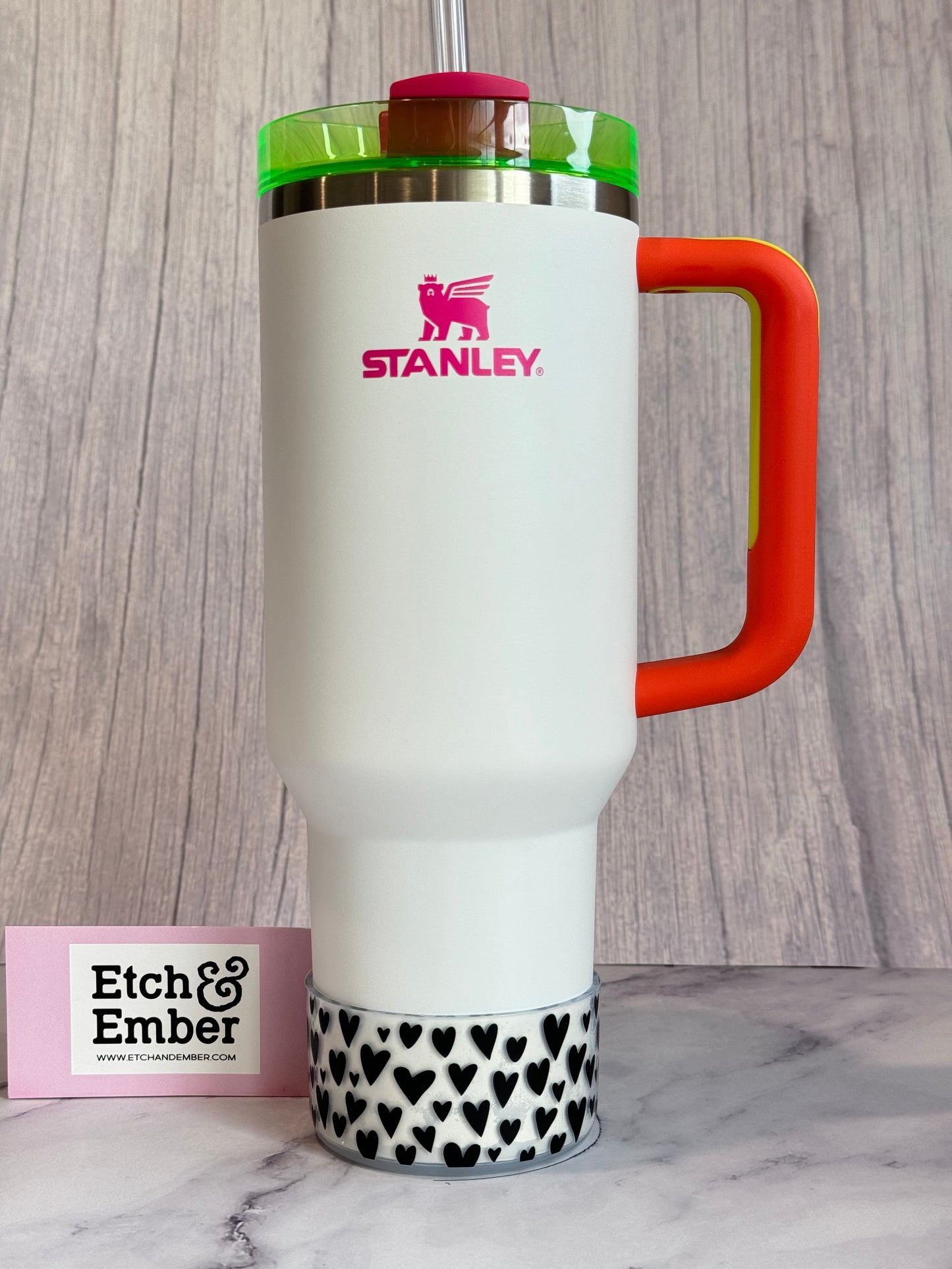 Clear Black Hearts Tumbler Boot -fits 20-40oz New!