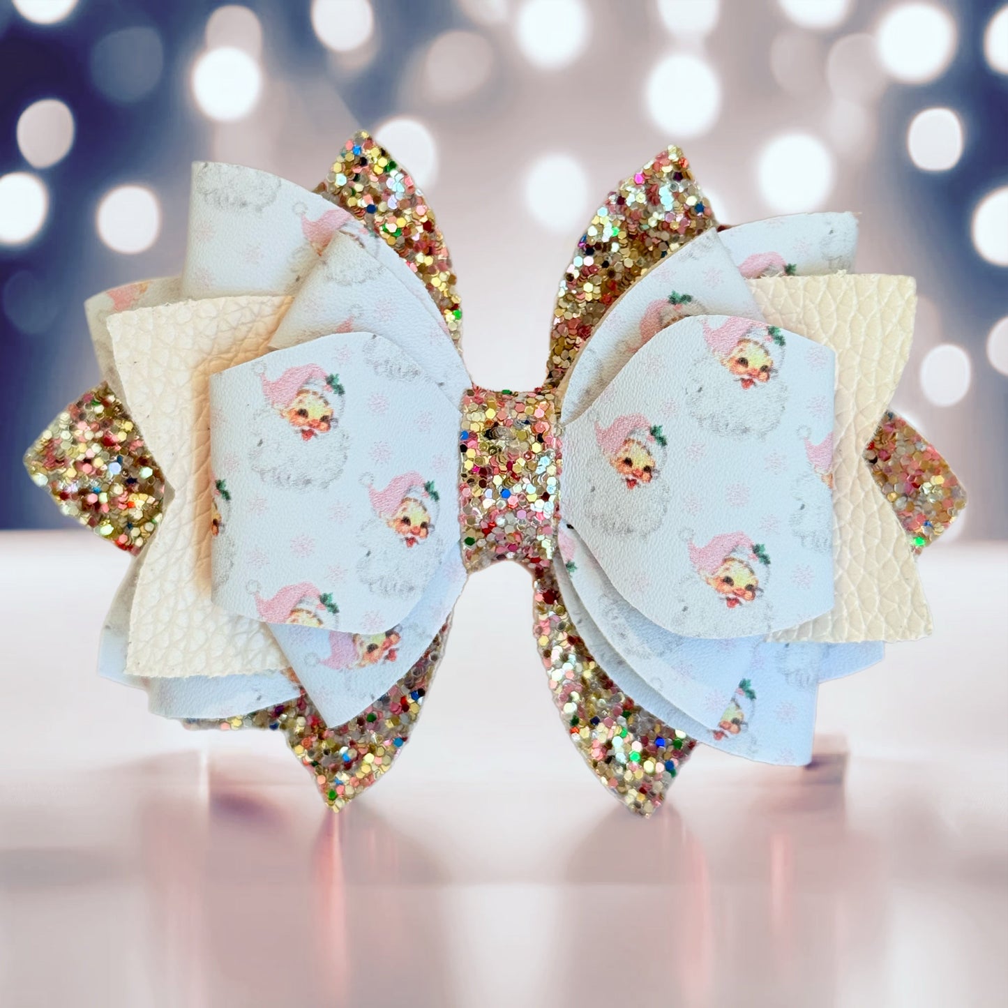 Vintage Santa Glitter Tumbler Bow