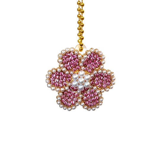 Pink Bling Daisy Charm - Tumbler Handle Charm