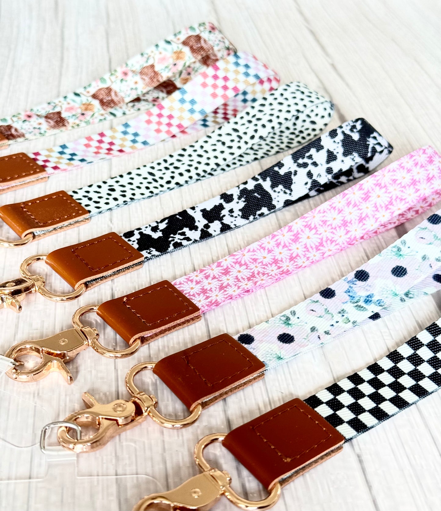 Phone Wrist Strap Keychain with Tether Tab - COW PRINT