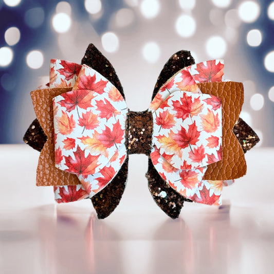 Fall Leaves Glitter Tumbler Bow