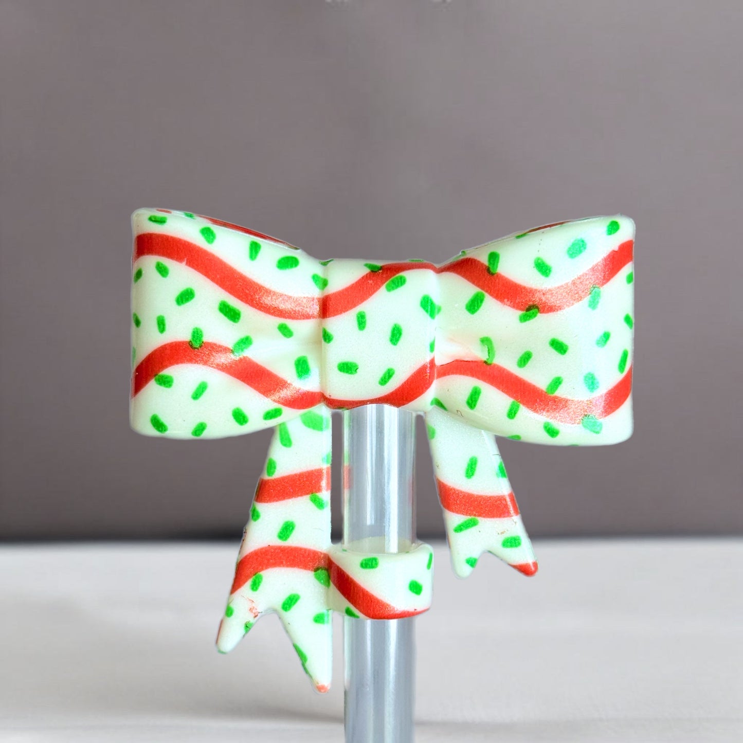 Christmas Cakes 3D Bow Straw Topper