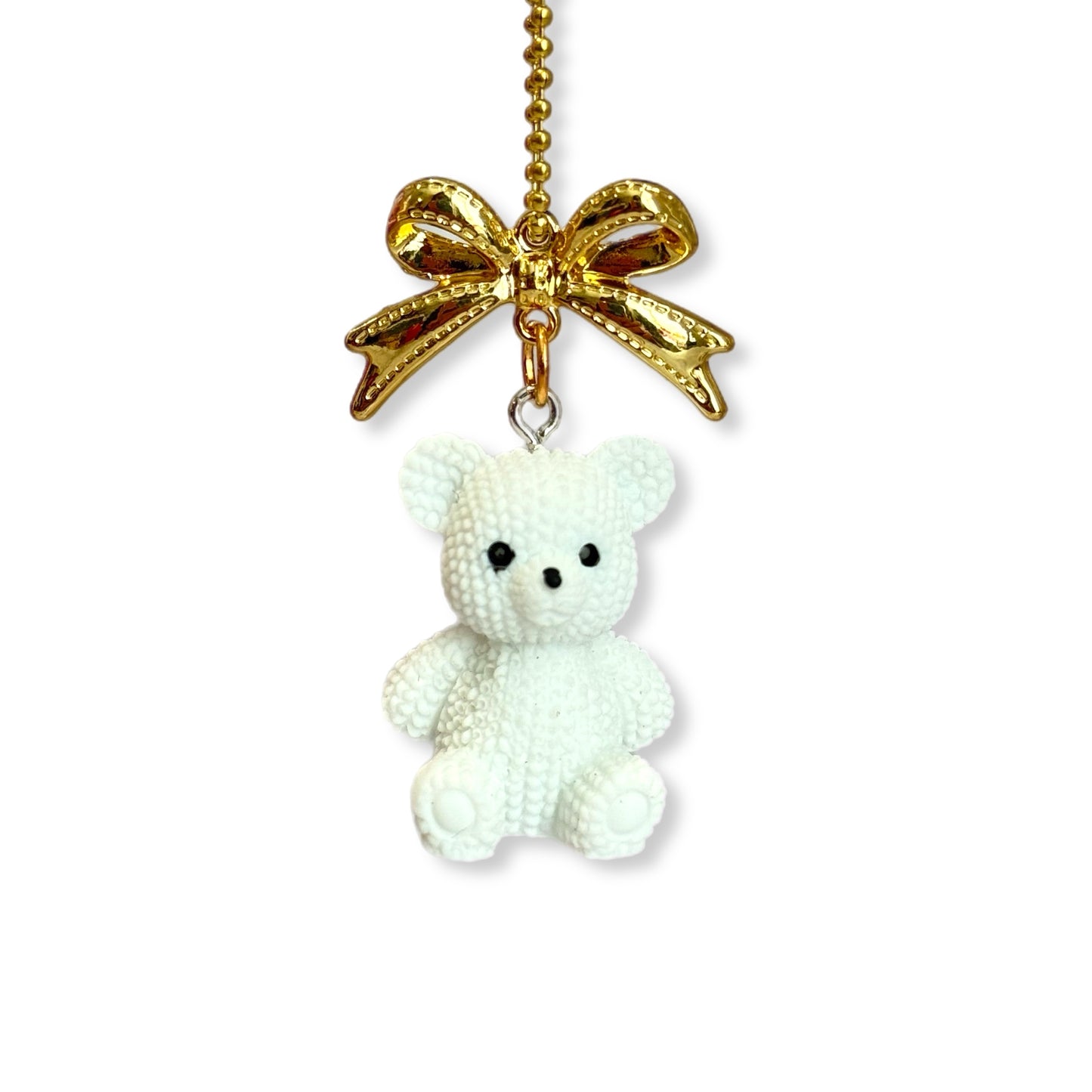 Coquette White Teddy Bear Charm - Tumbler Handle Charm