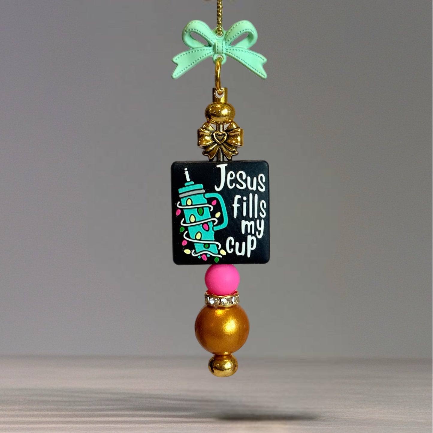 Jesus Fills My Cup Bar Charm - Tumbler Handle Charm