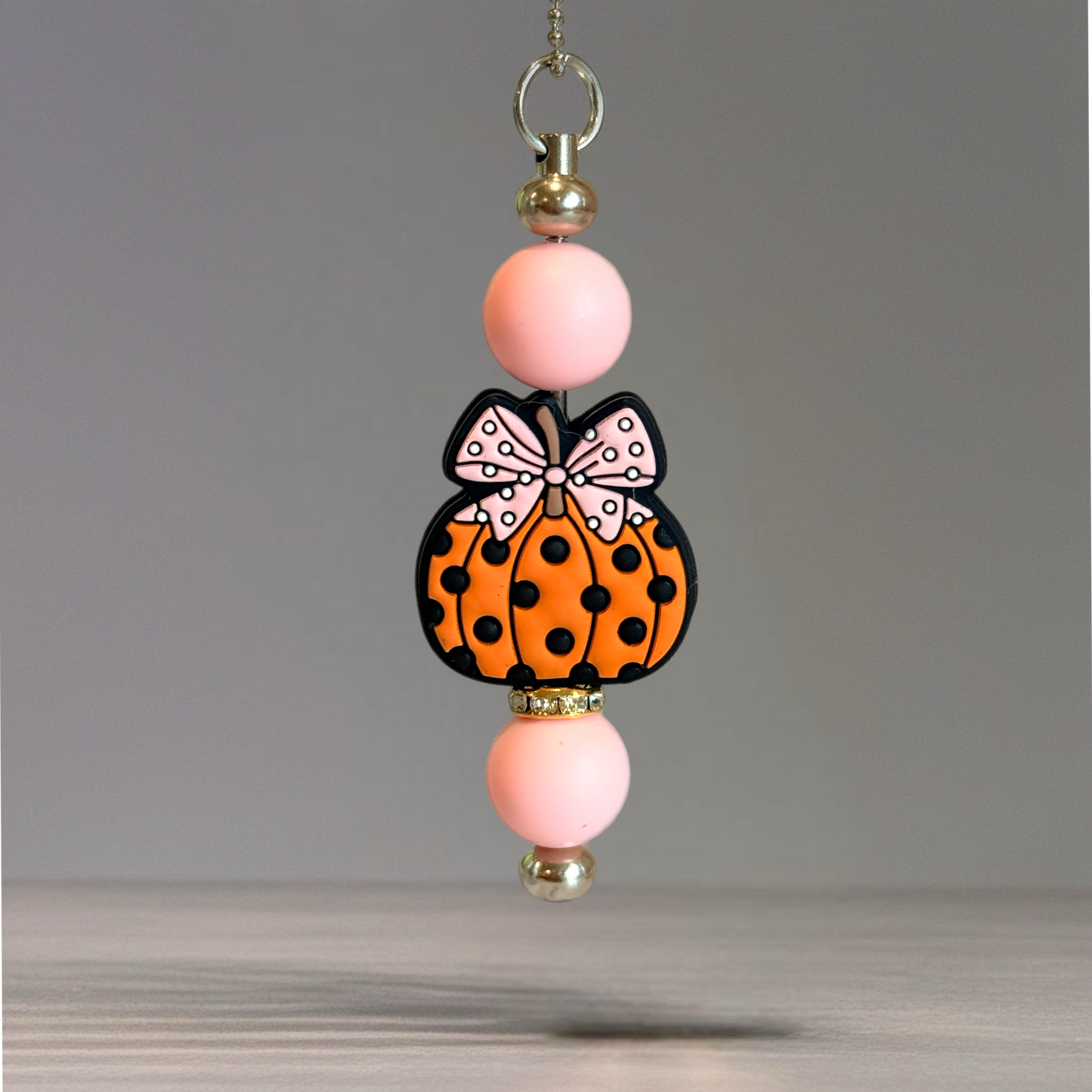 Pink Polka Dot Pumpkin Charm - Tumbler Handle Charm