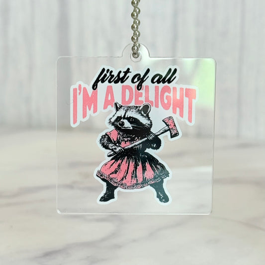 I’m A Delight Raccoon Charm- Tumbler Handle Charm