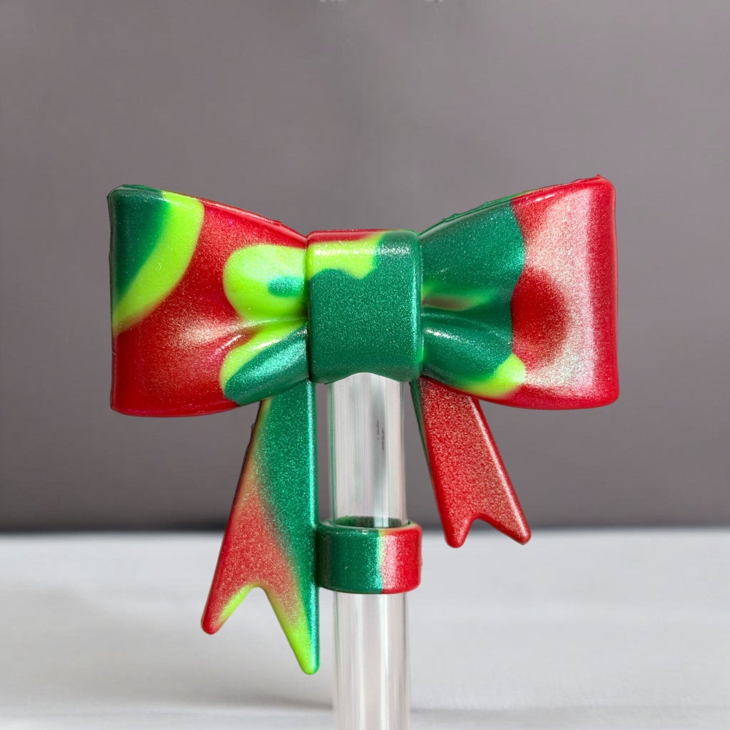 Holly Jolly 3D Bow Straw Topper