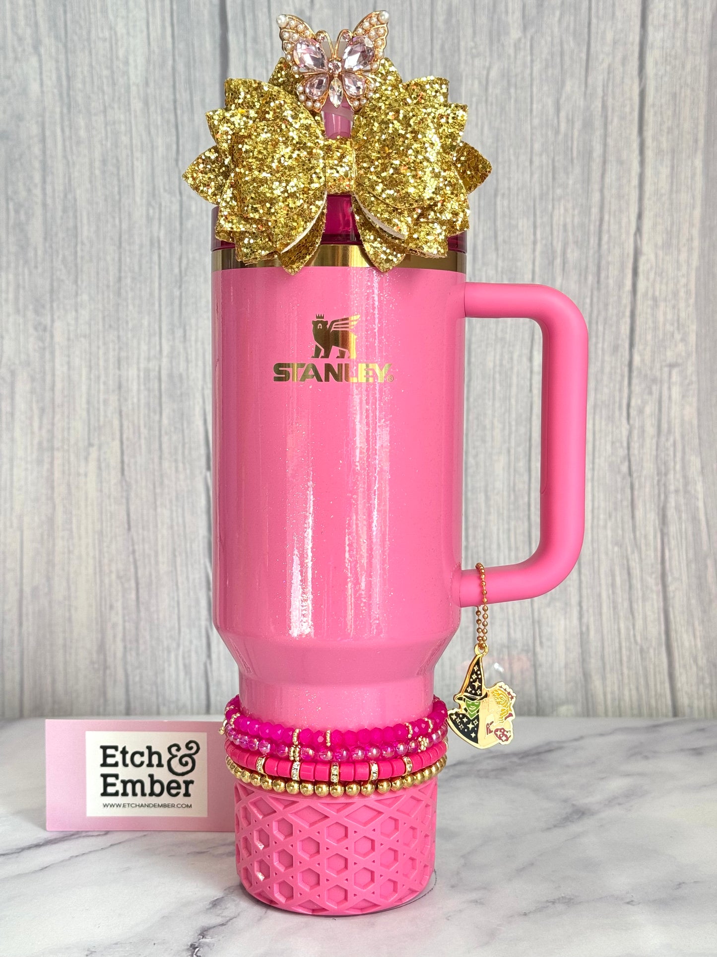 Glinda Pink Tumbler Bracelet Stack -fits 30-40oz