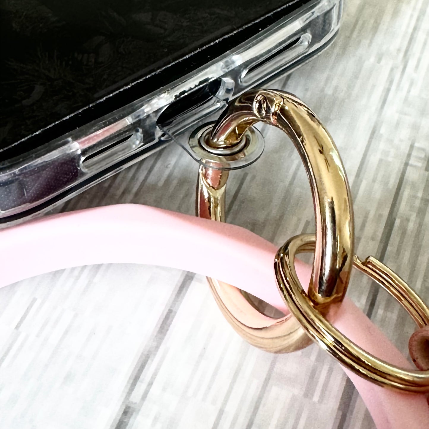 Phone Bracelet Keychain with Tether Tab - NEON PINK