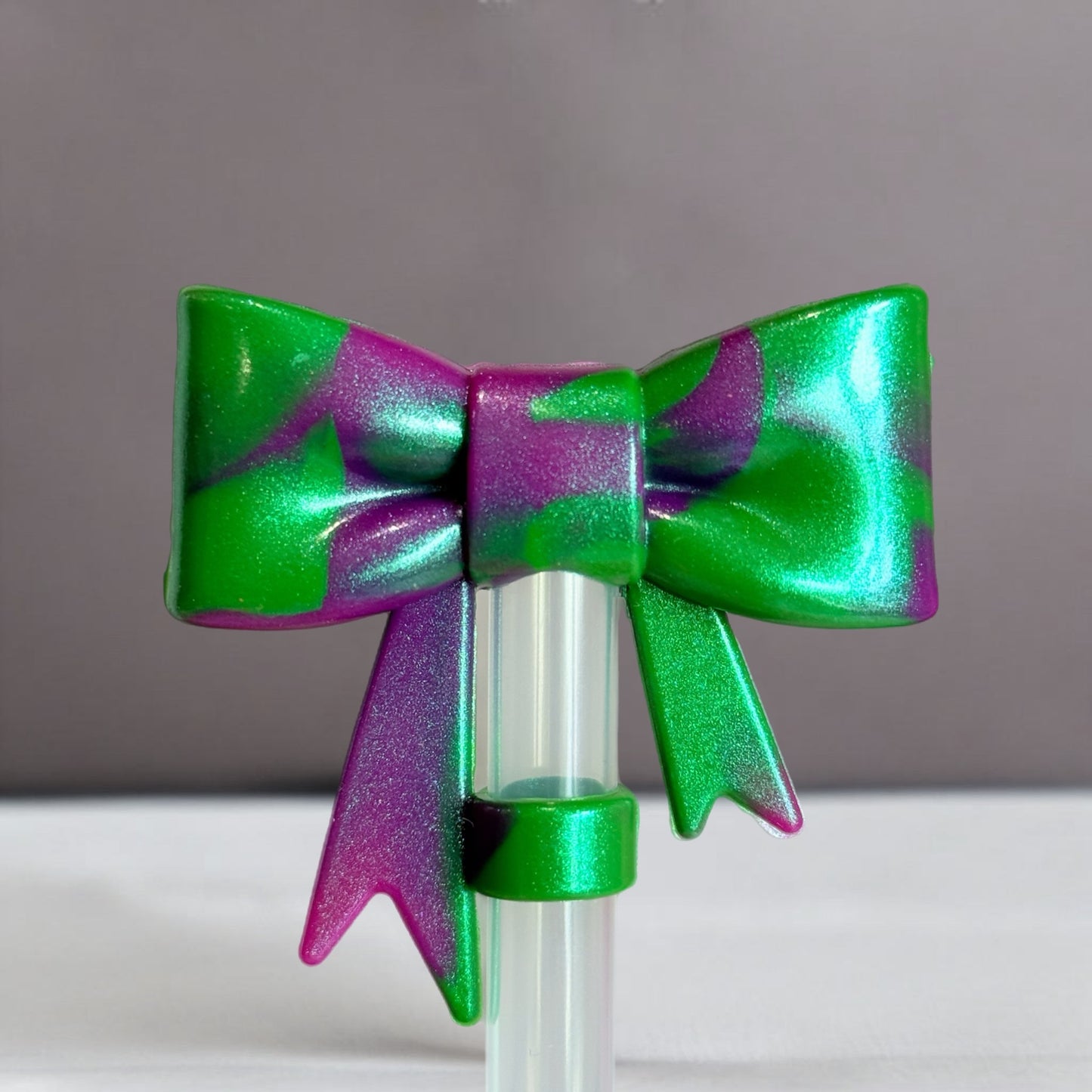 Poison Purple 3D Bow Straw Topper