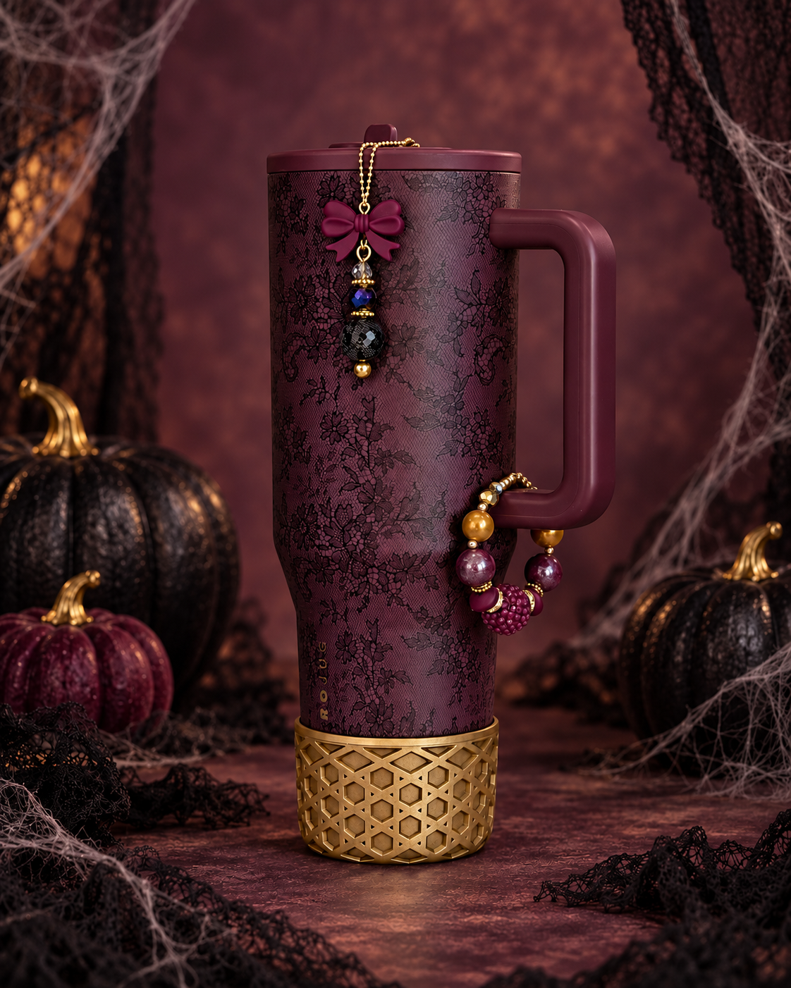 Bordeaux Lace Halo Charm - Tumbler Handle Charm
