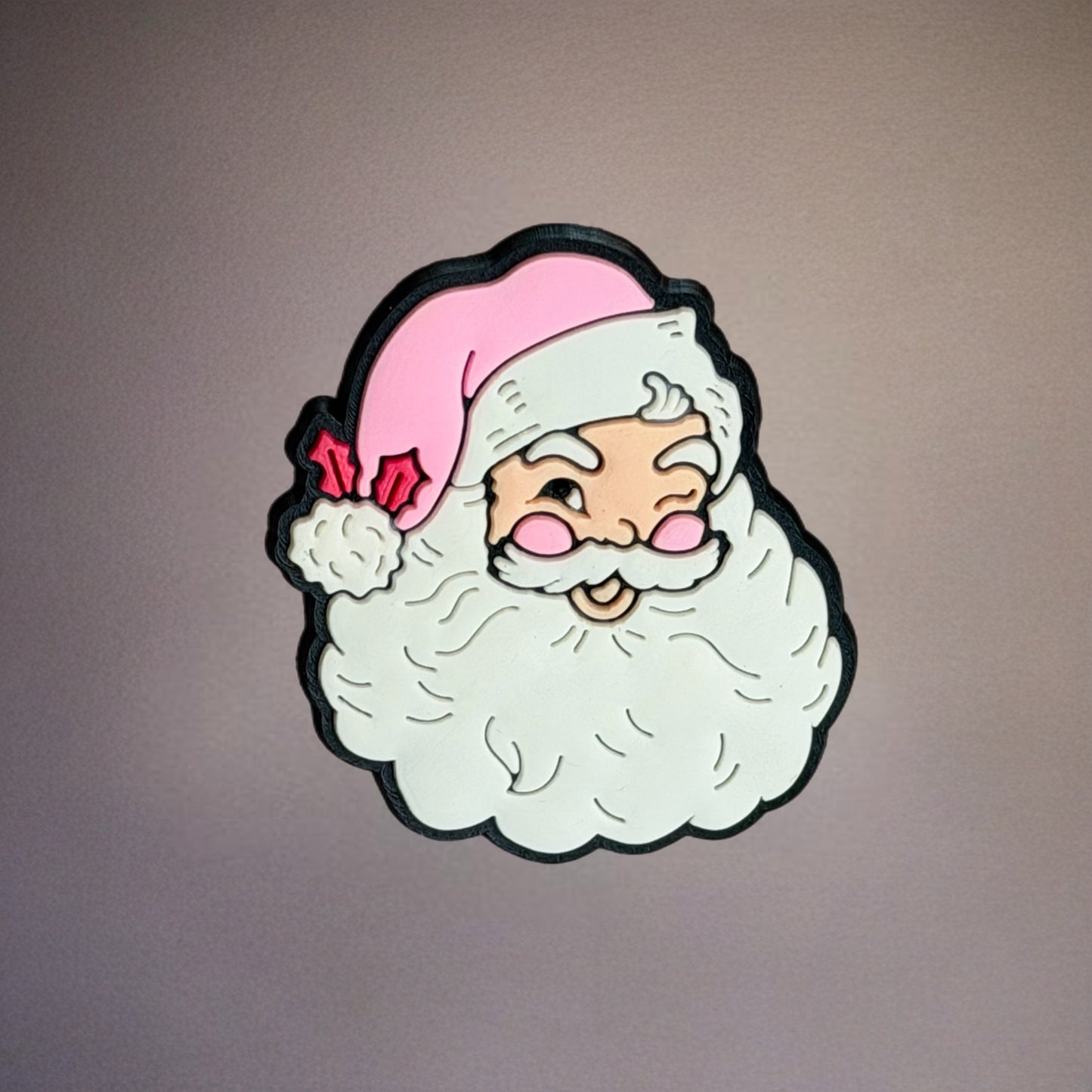 Pink Santa Silicone Tumbler Magnet