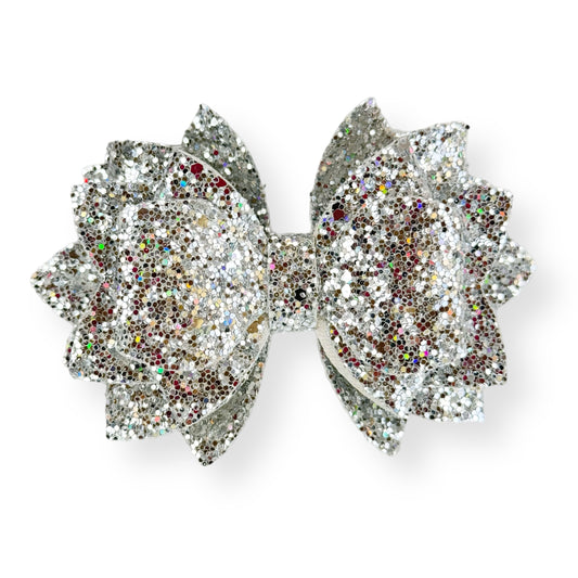 SILVER Glitter Tumbler Bow