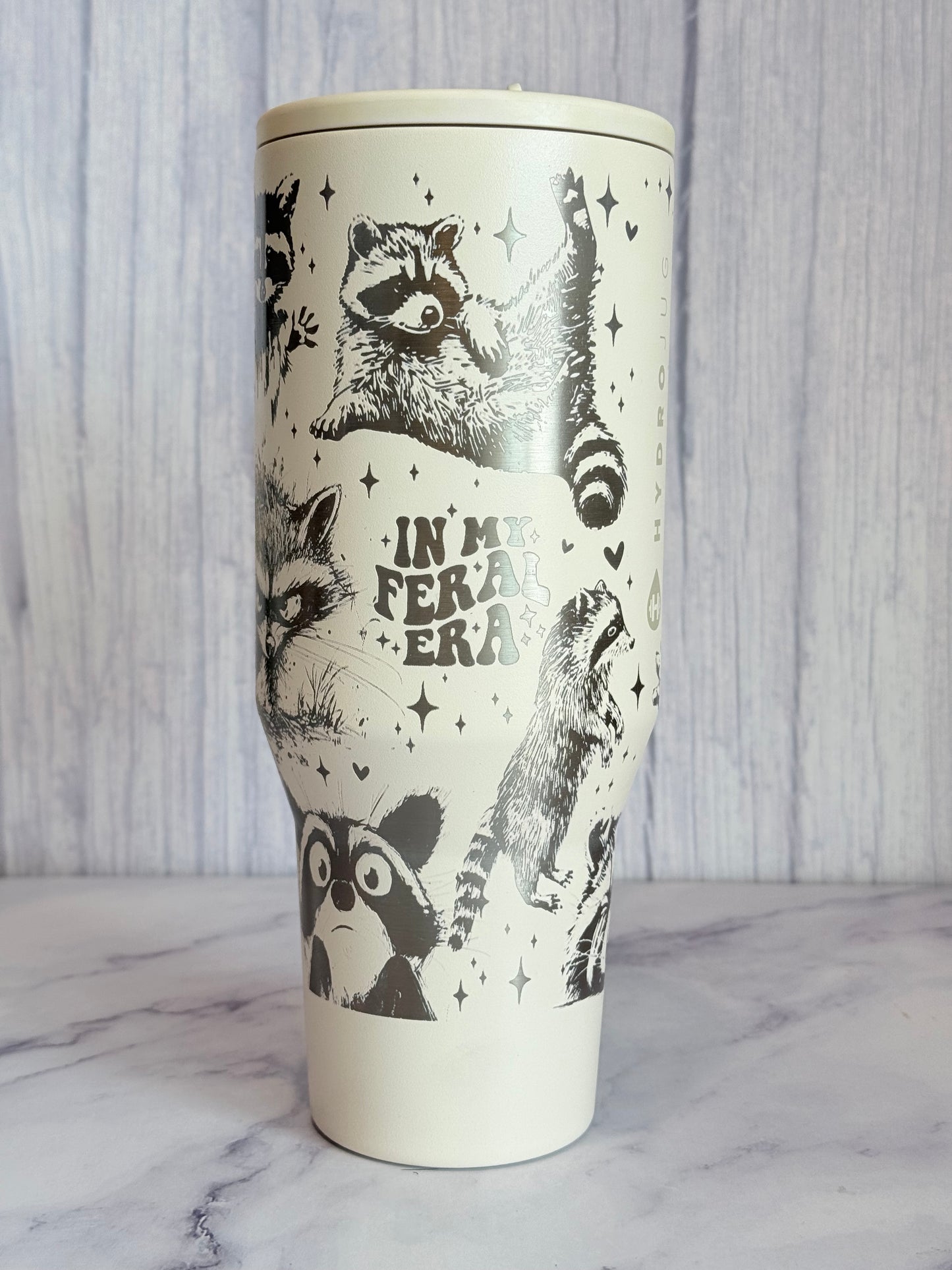 Cream Custom Engraved Hydrojug 40 oz - In My Feral Era