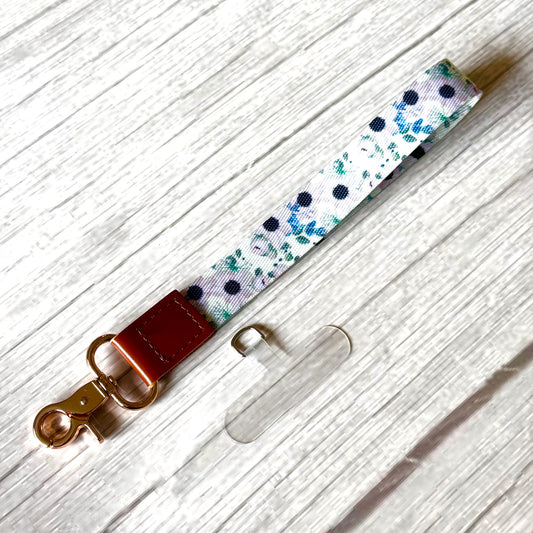 Phone Wrist Strap Keychain with Tether Tab - CREAM POPPIES