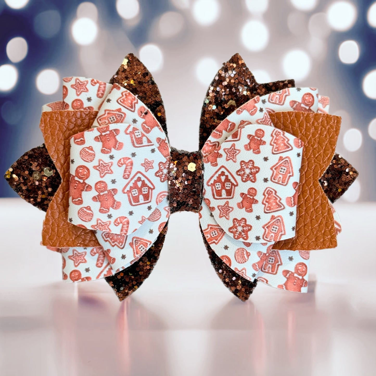 Gingerbread Glitter Tumbler Bow