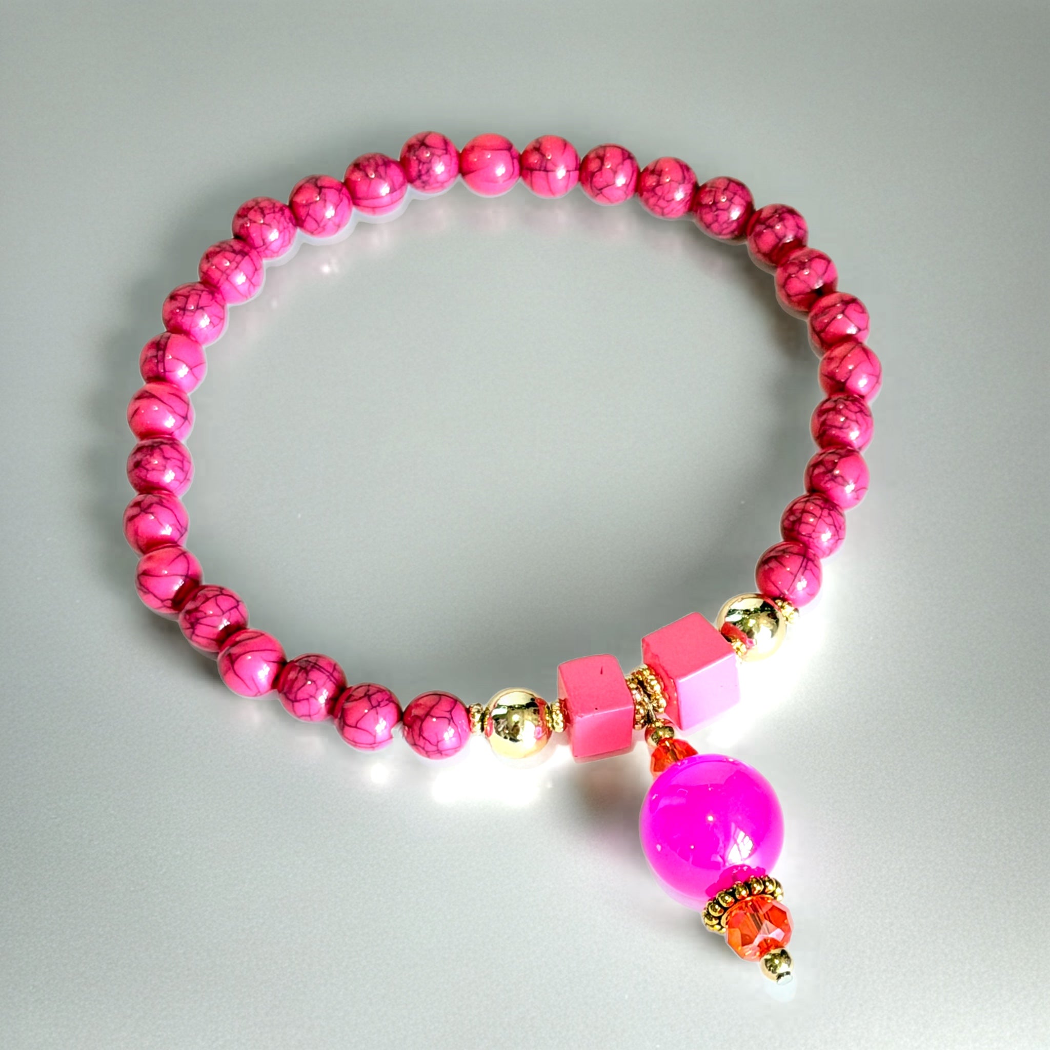 SWEETLIMEJUICE ピンククリスタル リーフブレスレット 濃い色味♡ ルビー ブレスレット ② | 虹石〜nanaishi〜
