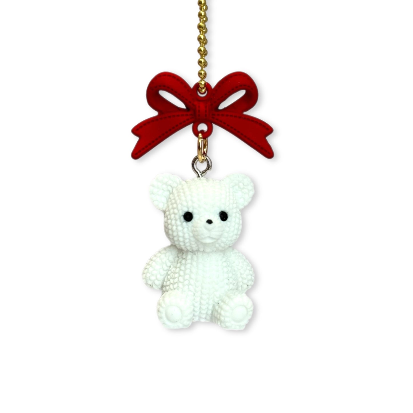 Coquette White Teddy Bear Charm - Tumbler Handle Charm