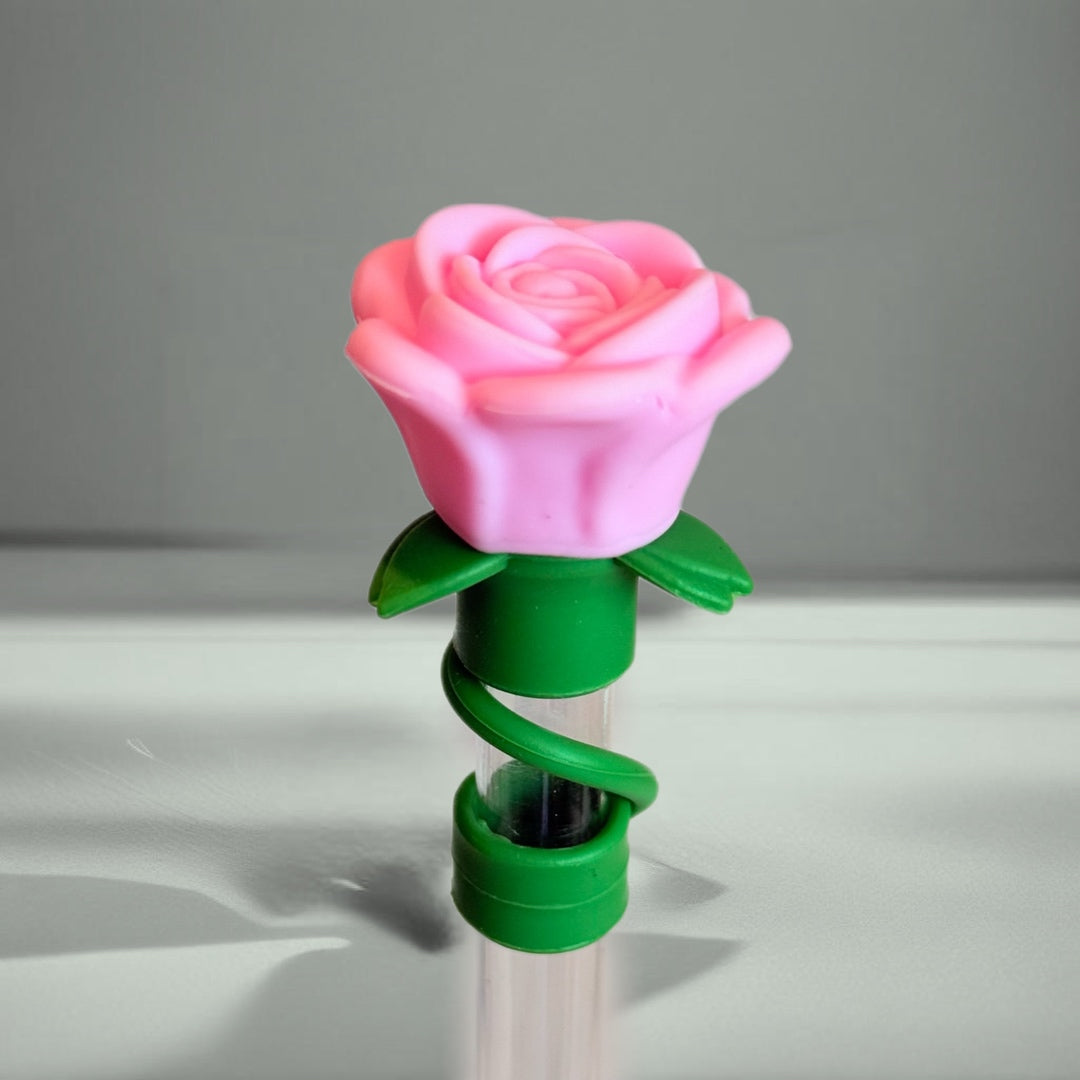 3D Rose Straw Toppers