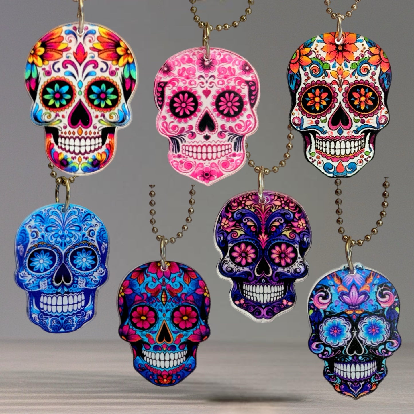 Sugar Skull Skeleton Charm - Tumbler Handle Charm
