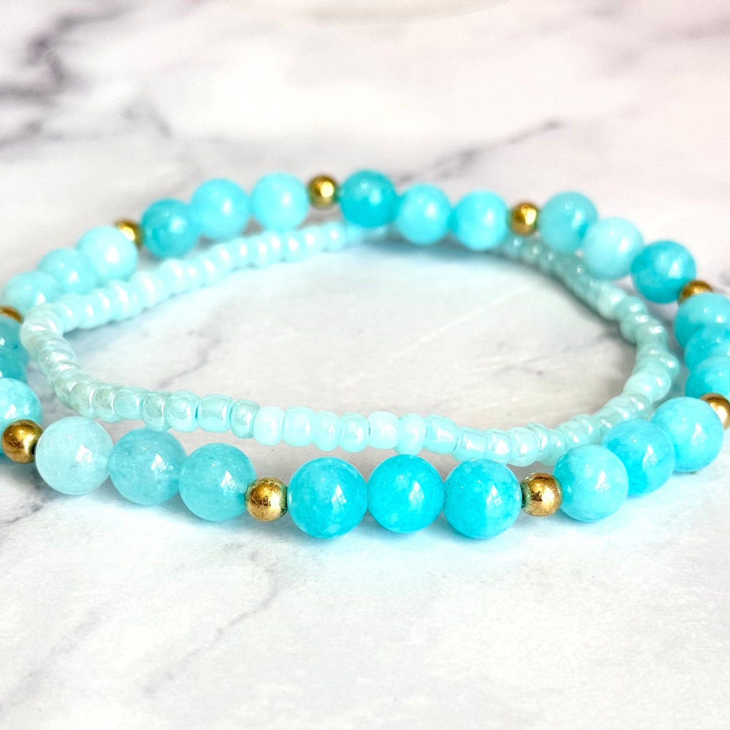 Aqua Blue Tumbler Bracelet Stack -fits 30-40oz