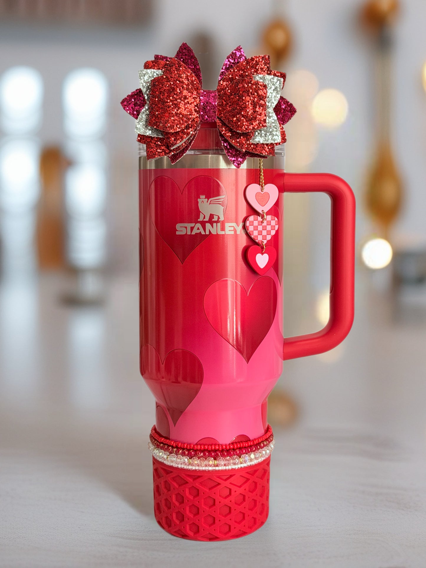Triple Heart Crush Charm - Tumbler Handle Charm