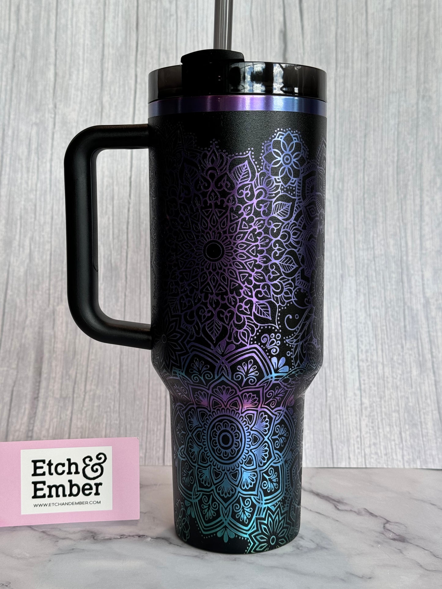 Mandala Engraved Stanley 40oz- Ready to Ship- Chroma