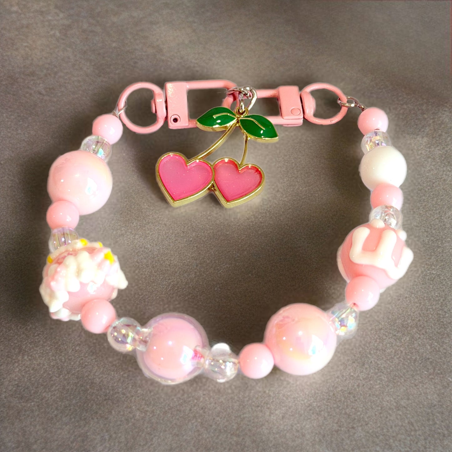 Pink Velvet Cherry Deluxe Tumbler Charm Necklace