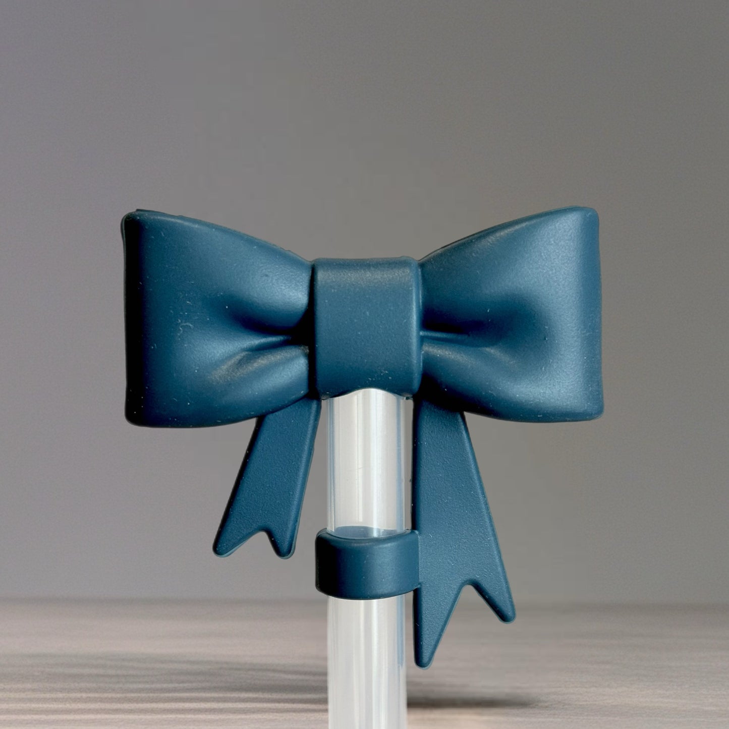 Navy Blue 3D Bow Straw Topper
