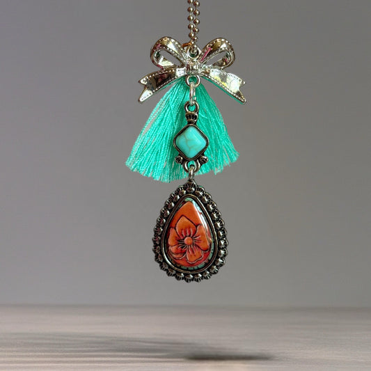 Tooled Turquoise Charm - Tumbler Handle Charm