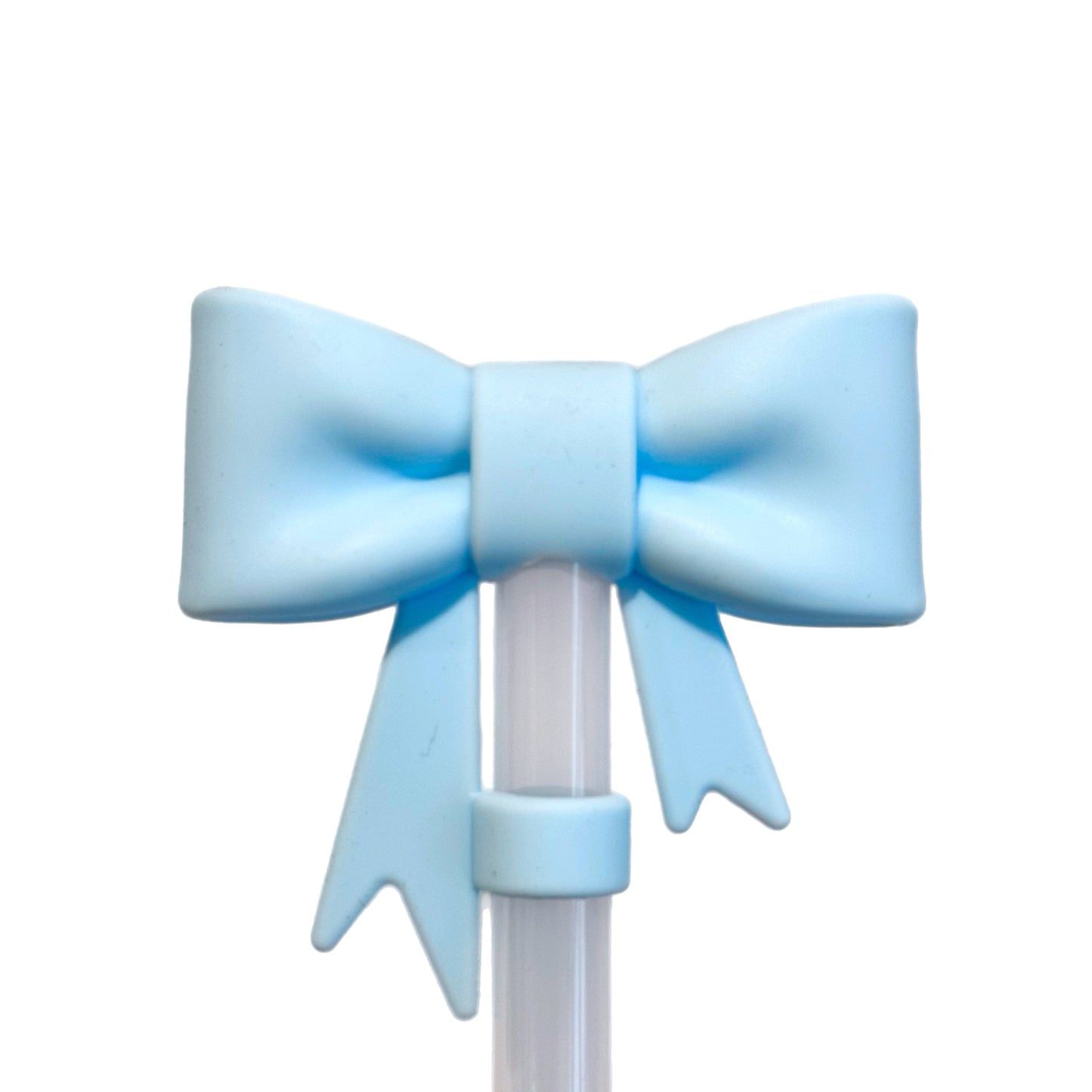 Light Blue 3D Bow Straw Topper