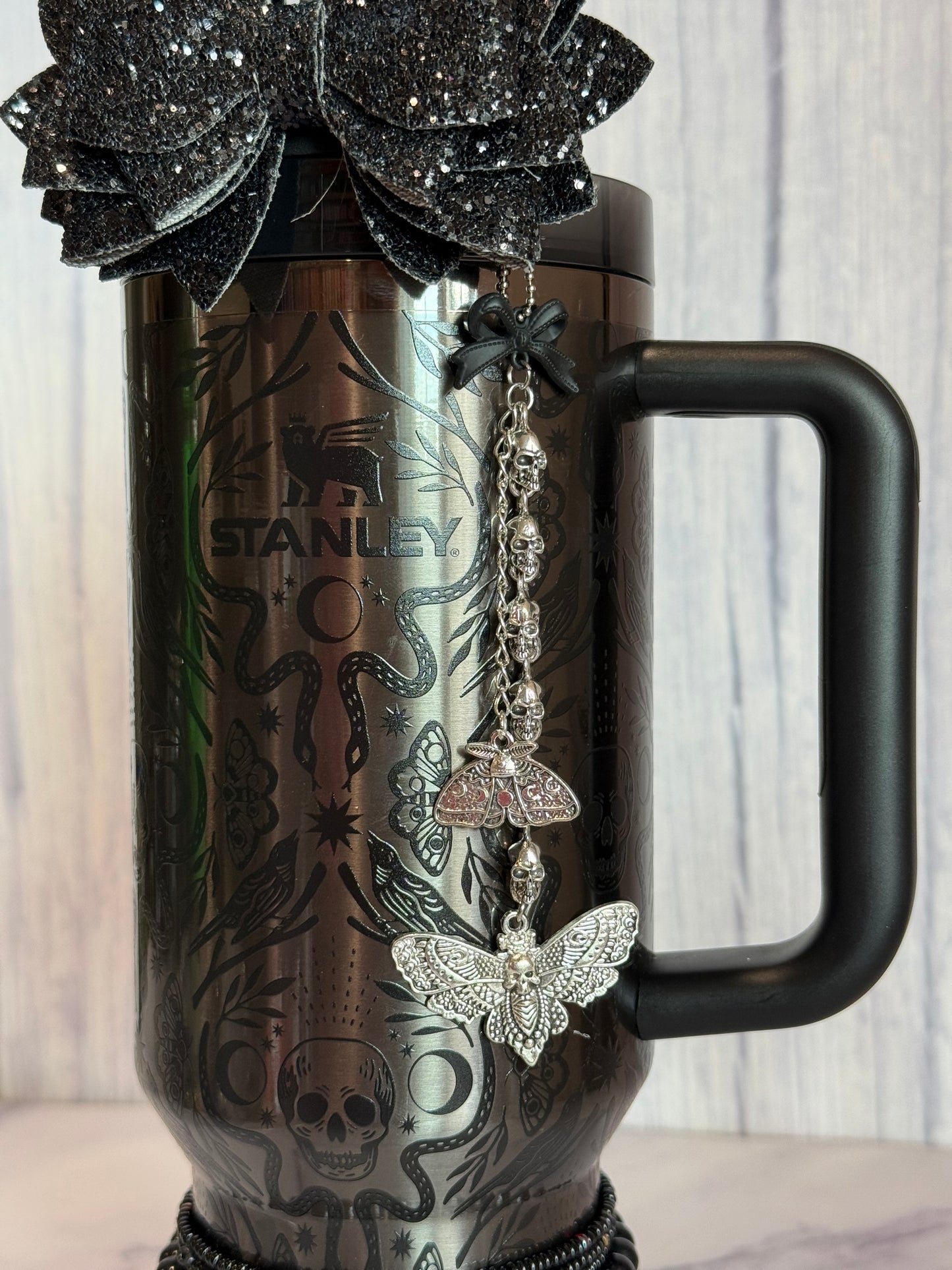 Shadow Moth Damask Charm - Tumbler Handle Charm