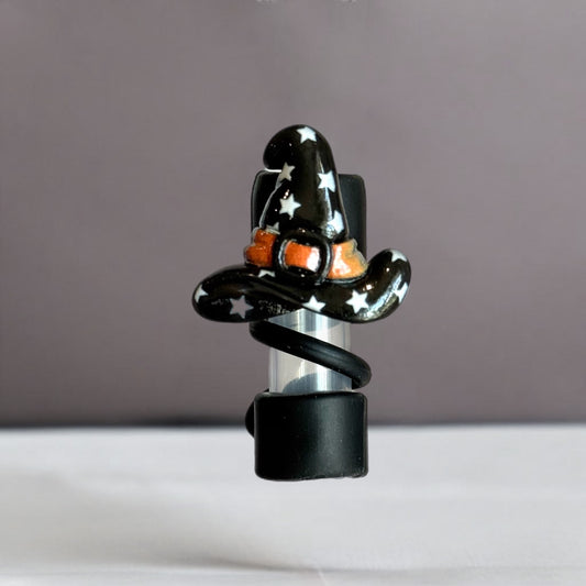 Witch Hat Straw Topper Black