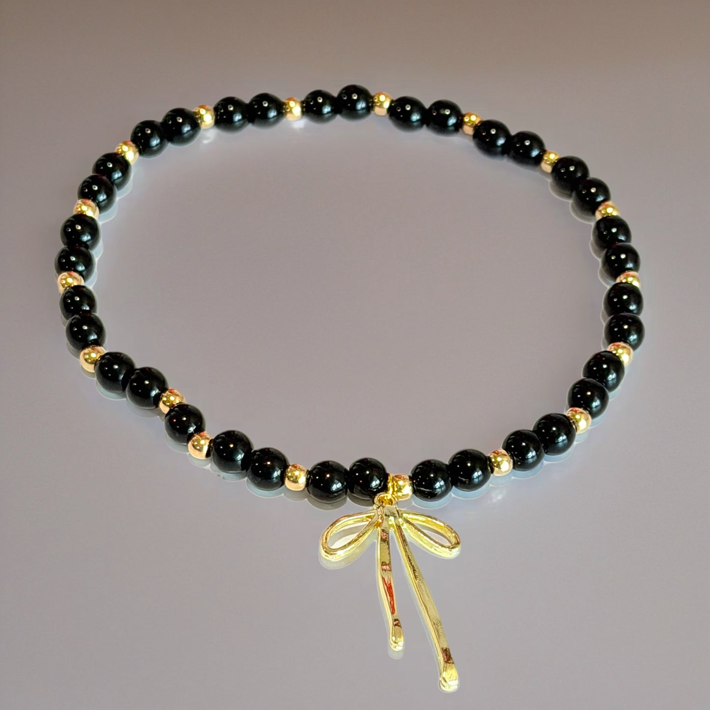 Black & Gold Bow Tumbler Bracelet