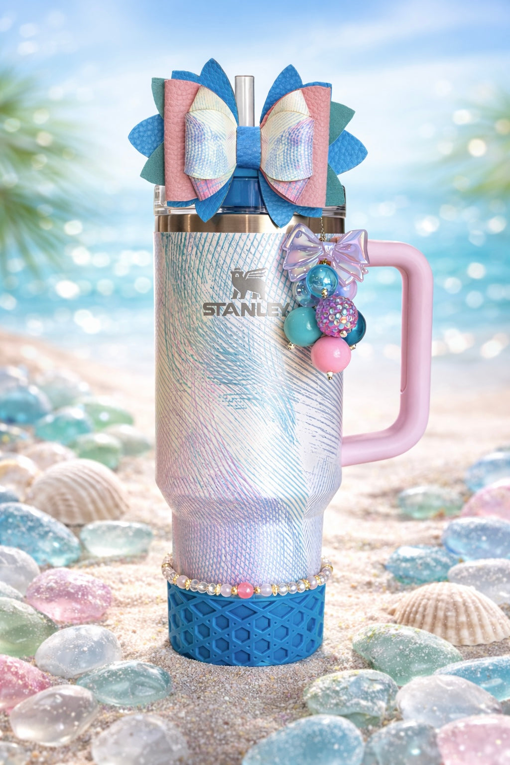 Sea Glass Plume Mini Bauble Charm - Tumbler Handle Charm