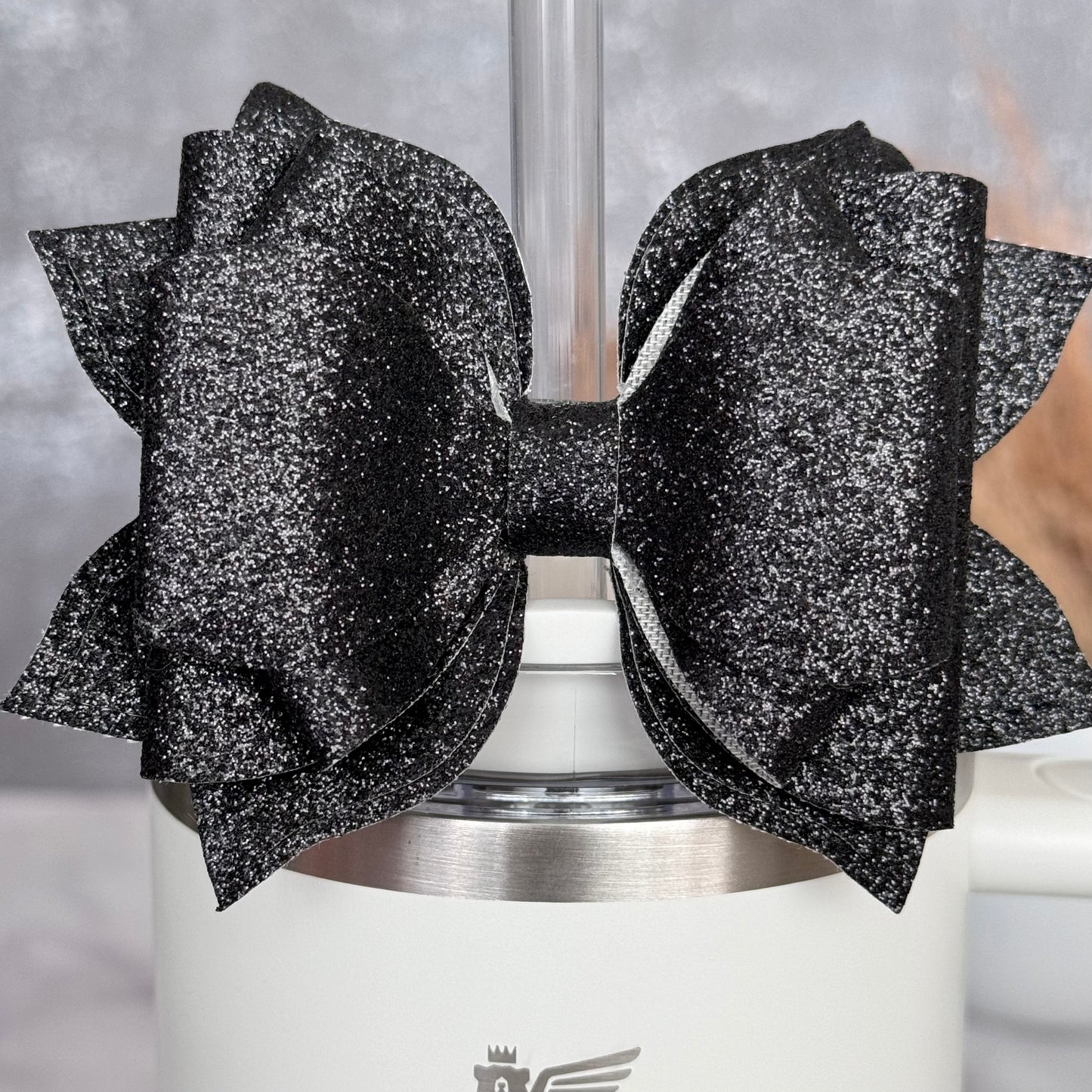 Black Glitter Tumbler Bow