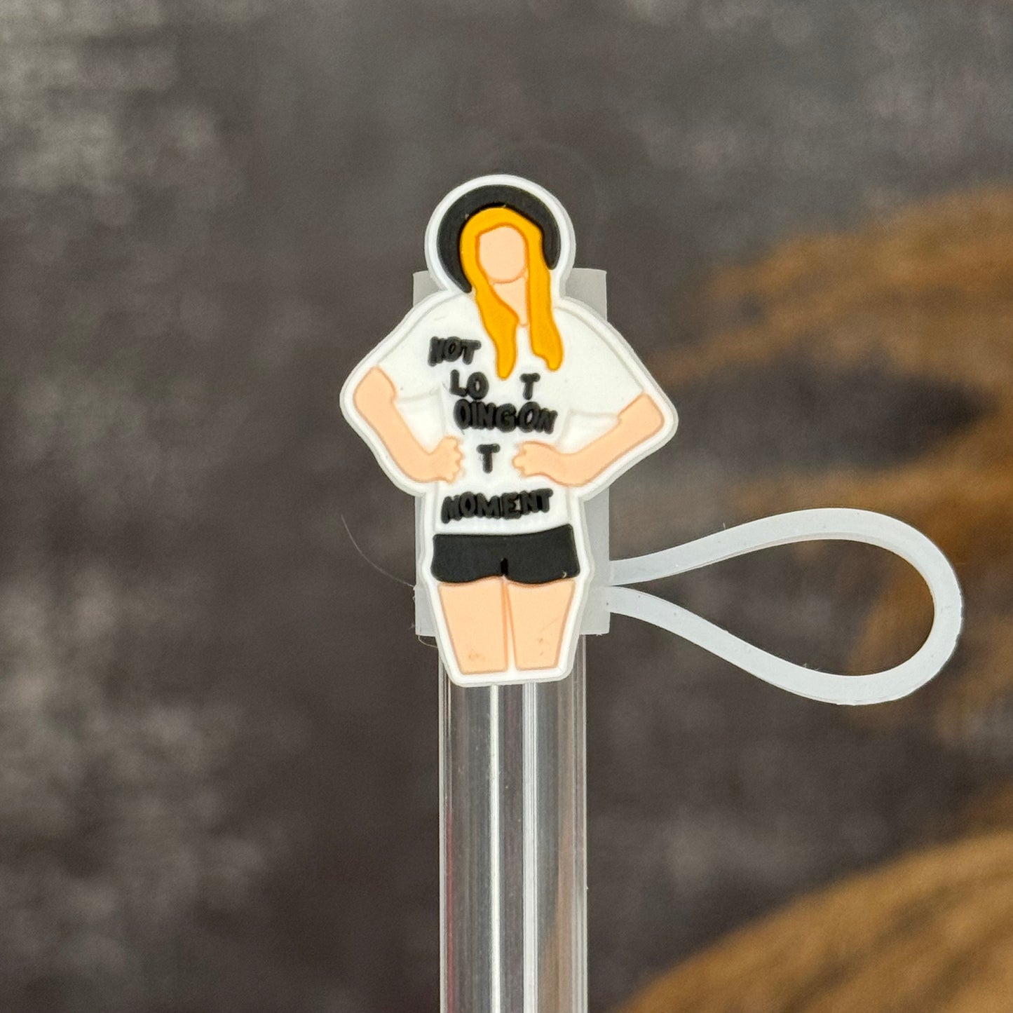 T.Swift A lot Going On Straw Topper black white