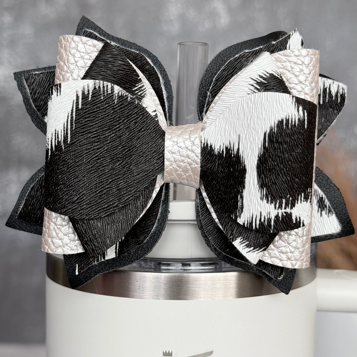 Cow Print Tumbler Bow